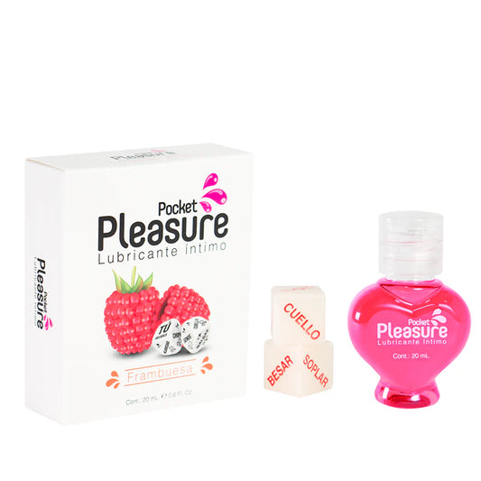 Lubricante íntimo Frambuesa + Dados Eróticos x 20 ml by Pocket Pleasure